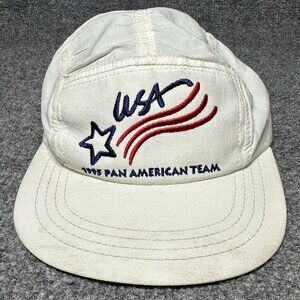 Vintage Champion 1995 Pan American Team Panel Hat White Made In USA